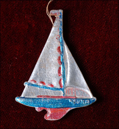 Antique Dresden Christmas ornament YACHT