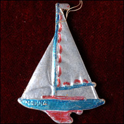 Antique Dresden Christmas ornament YACHT