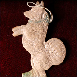 Antique Dresden Christmas ornament HUSKY DOG