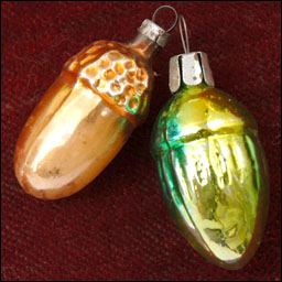 Antique Christmas ornament TWO ACORNS