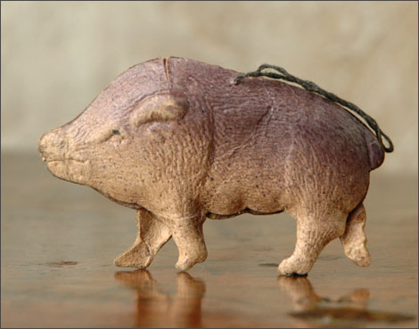 Antique German Dresden Christmas ornament BOAR