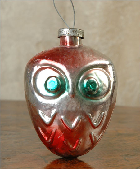 Antique Christmas Kugel ornament OWL