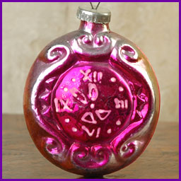 Antique Christmas Kugel ornament CLOCK