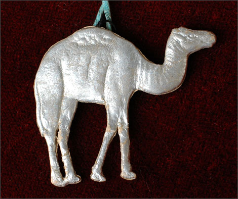 Antique Christmas Dresden ornament CAMEL