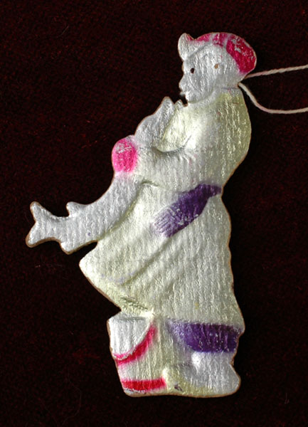 Antique Christmas Dresden ornament YOUNG FISHERMAN