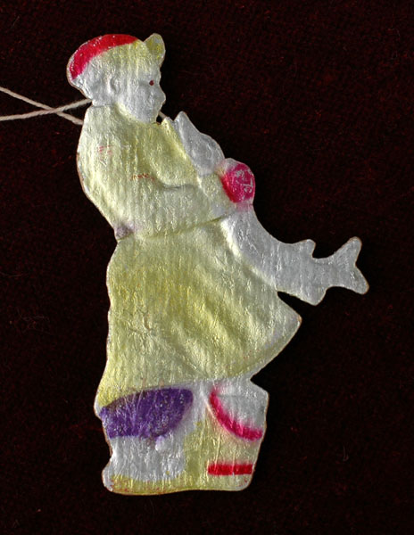 Antique Christmas Dresden ornament YOUNG FISHERMAN