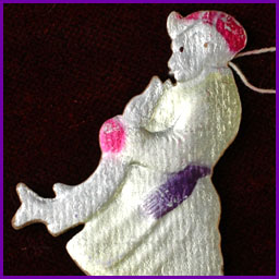 Antique Christmas Dresden ornament YOUNG FISHERMAN