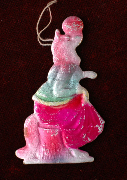 Antique Christmas Dresden ornament FOX with KOLOBOK