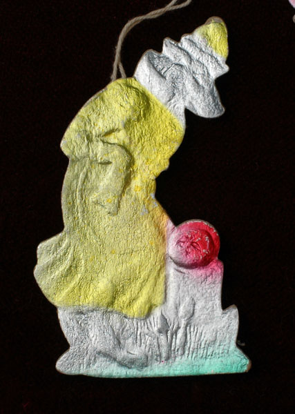 Antique Christmas Dresden ornament WOLF with KOLOBOK