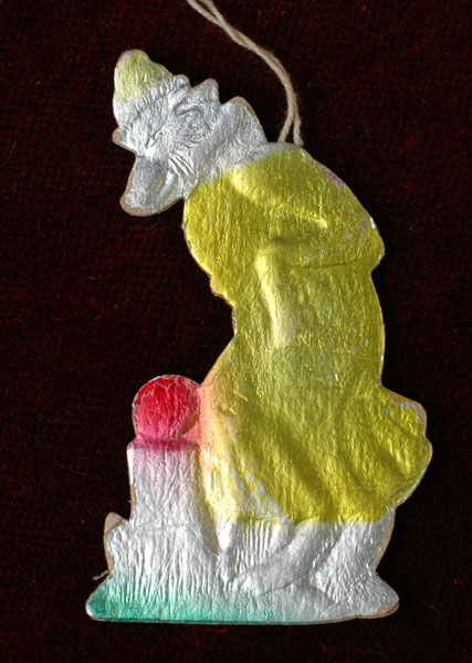 Antique Christmas Dresden ornament WOLF with KOLOBOK
