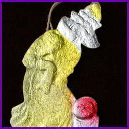 Antique Christmas Dresden ornament WOLF with KOLOBOK
