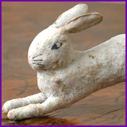 Antique Christmas cotton ornament RUNNING RABBIT