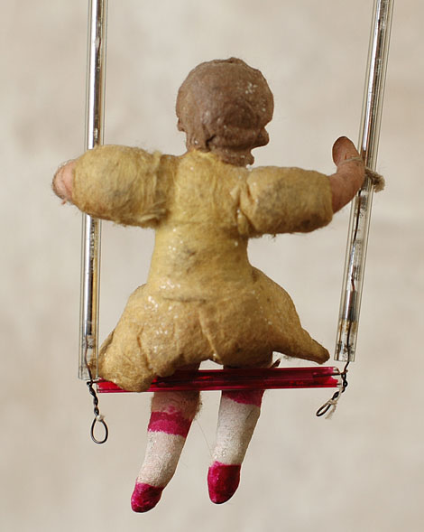 Antique Christmas ornament GIRL on SWING
