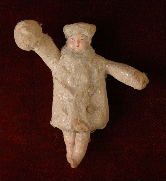 Antique Christmas ornament GIRL With SNOWBALL