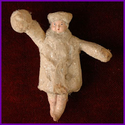 Antique Christmas ornament GIRL With SNOWBALL