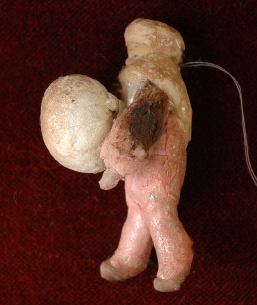 Antique Christmas cotton ornament BOY with SNOWBALL