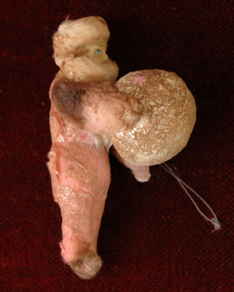 Antique Christmas cotton ornament BOY with SNOWBALL