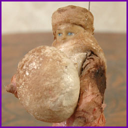 Antique Christmas cotton ornament BOY with SNOWBALL