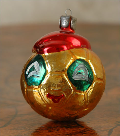 Antique Christmas ornament SOCCER BALL