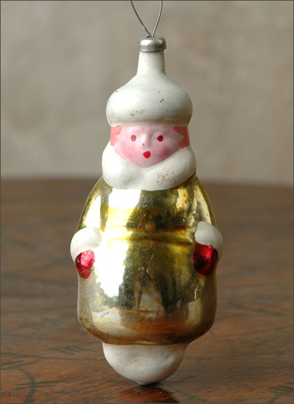Antique Christmas ornament WOMAN in WINTER DRESS