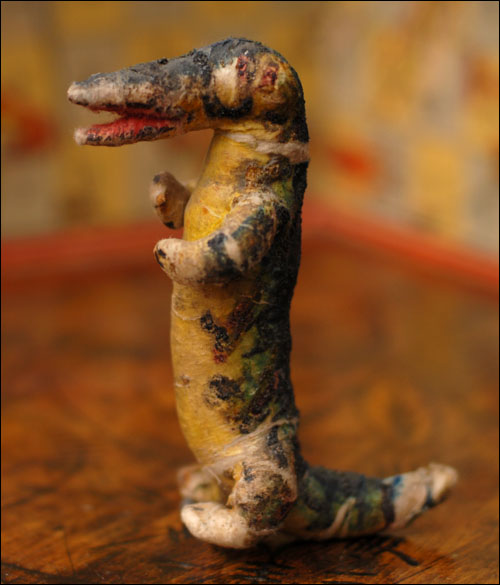 Antique Christmas ornament cotton CROCODILE
