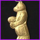 Old Dresden Christmas ornament WOLF with FLOWERS