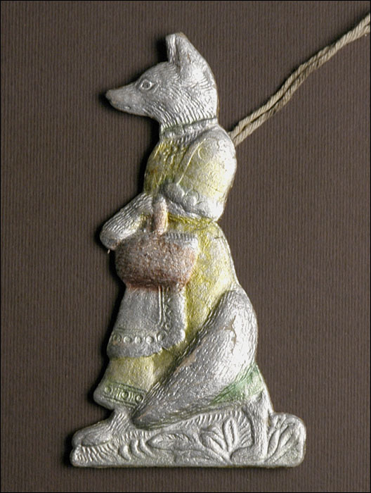 Antique Christmas ornament FOX with BASKET