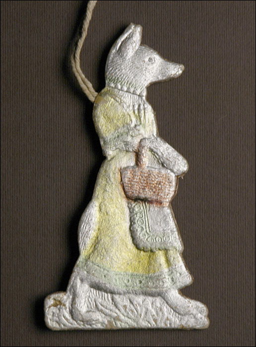 Antique Christmas ornament FOX with BASKET