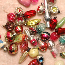 Antique Christmas set 36 miniature ornaments & topper
