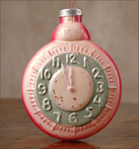 Antique Christmas HUGE KUGEL ornament  CLOCK