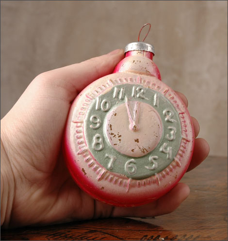Antique Christmas HUGE KUGEL ornament  CLOCK