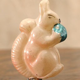 Antique Christmas ornament SQUIRREL With NUT