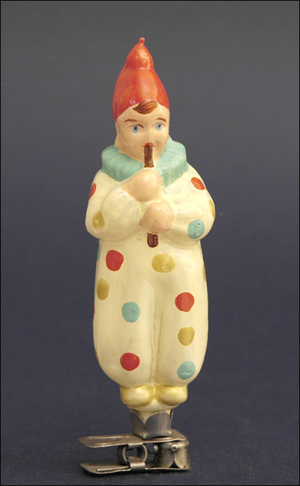 Antique Christmas ornament CLOWN WITH PIPE