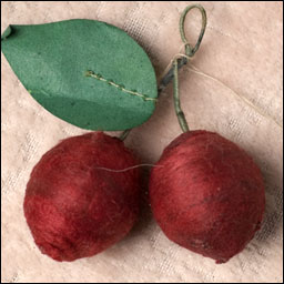 Antique Christmas ornament - cotton CHERRIES