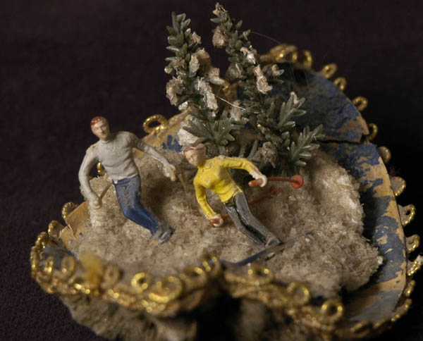Antique Christmas decoration SKIERS