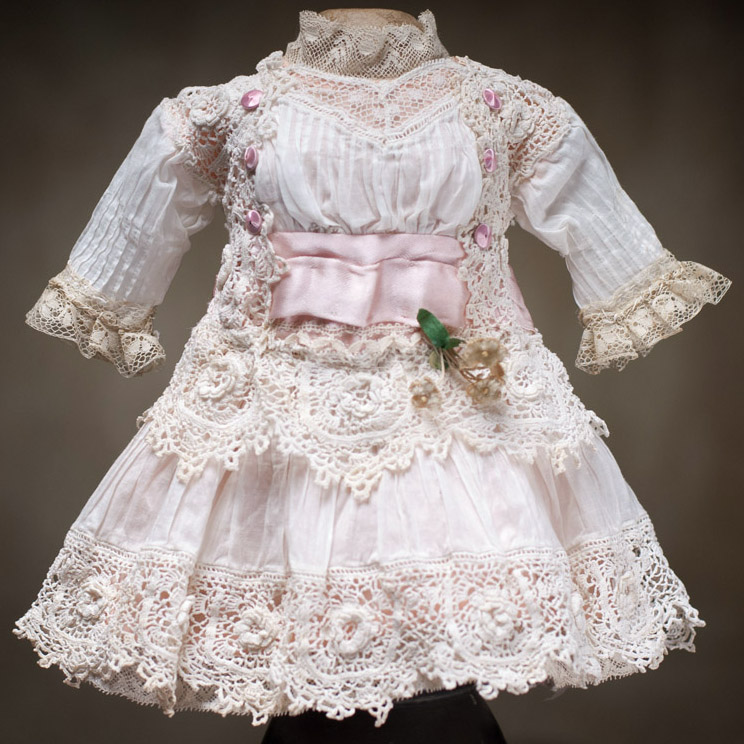 Antique white dress for doll