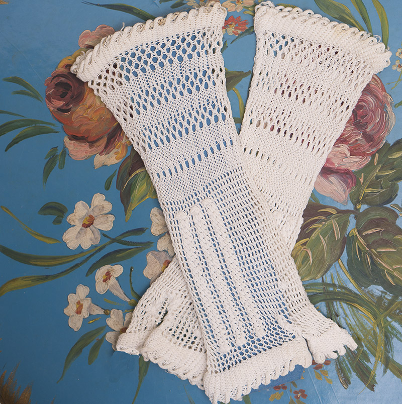 Antique French Original Crocheted Fingerless Gloves