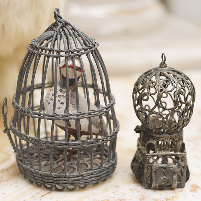 Two Antique German Bird cages