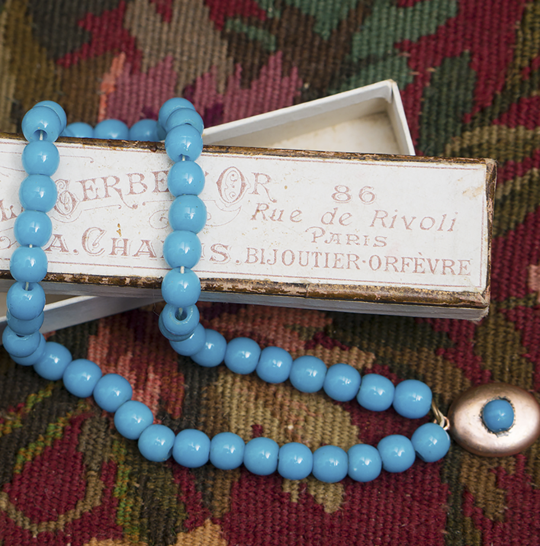 Antique Jumeau Blue beads