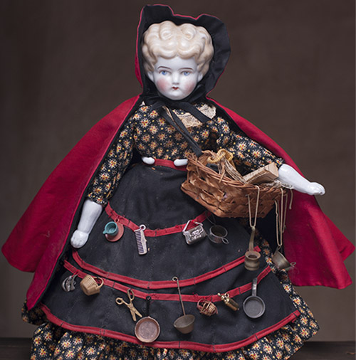 Antique  German China a street peddler Doll