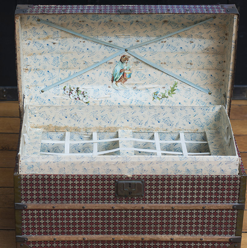Antique French Dome Top Doll Trunk with tray