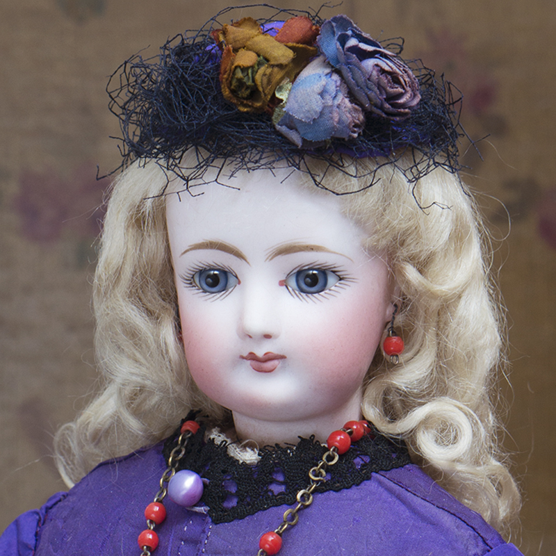 FRENCH BISQUE POUPEE IN WONDERFUL ANTIQUE COSTUME