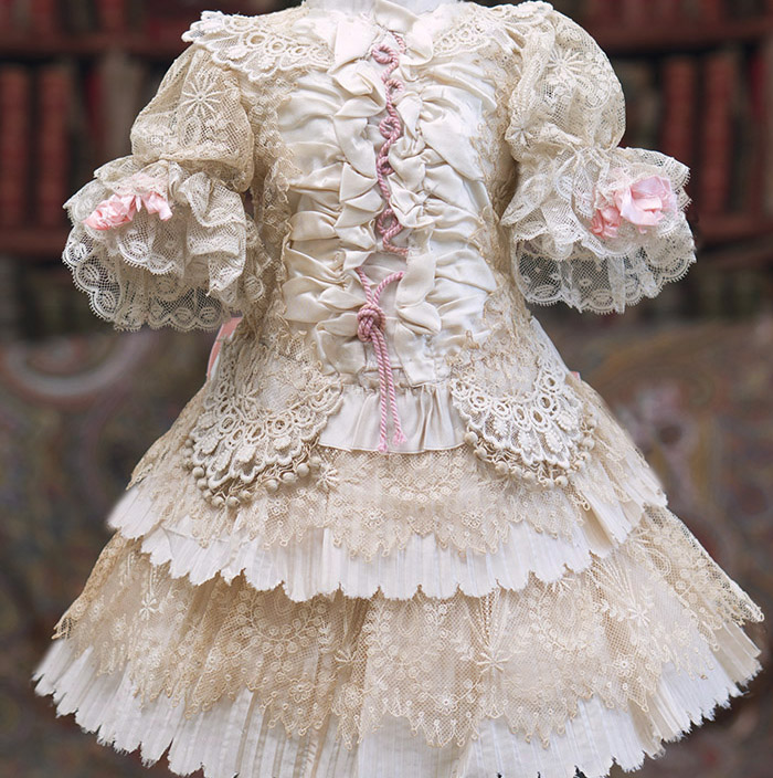 Antique Silk&Lace Dress for doll