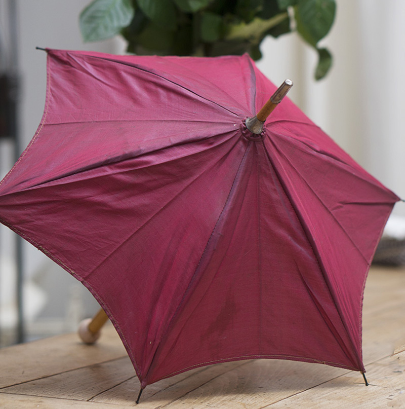 Antique Red silk parasol