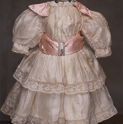 Antique Original Peach SIlk Dress for doll about
