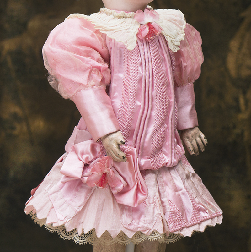 Antique Silk dress for 13-14in doll