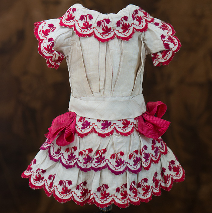 Antique French Silk Dress w.red embroidery