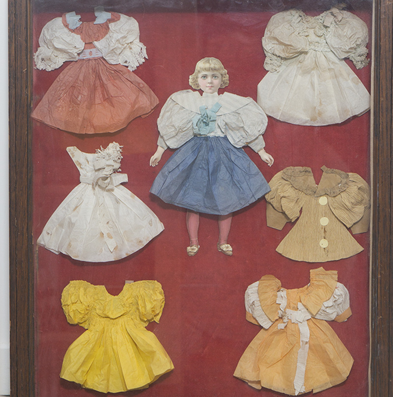 Paper doll and clothes in frame