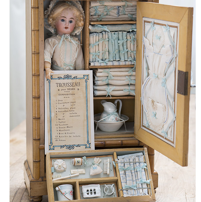 French Armoire with doll and Fitted Lines