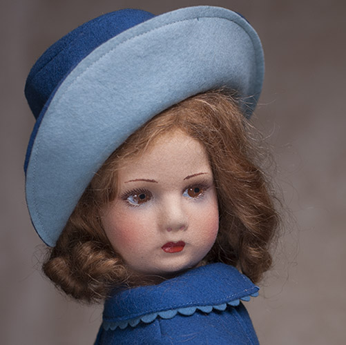 Lenci Felt Girl Doll in blue coat